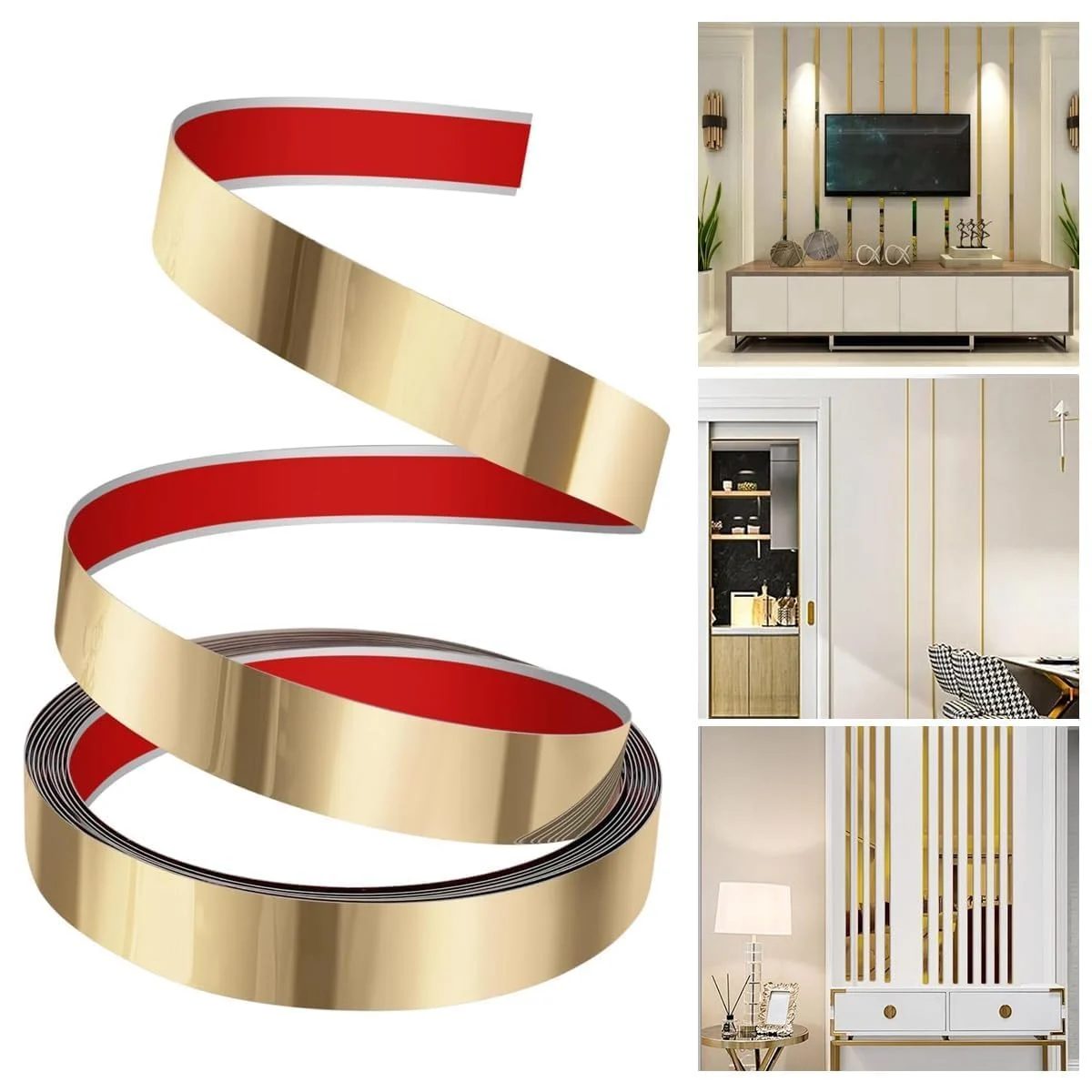 Benzi Inox Efect Oglinda - banda decorativa efect oglinda gold 3cm enzoria