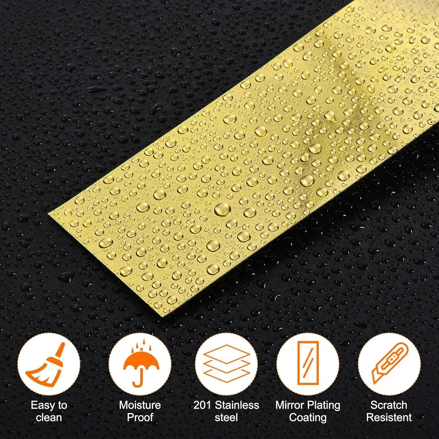 banda decorativa efect oglinda gold 5cm enzoria [7]