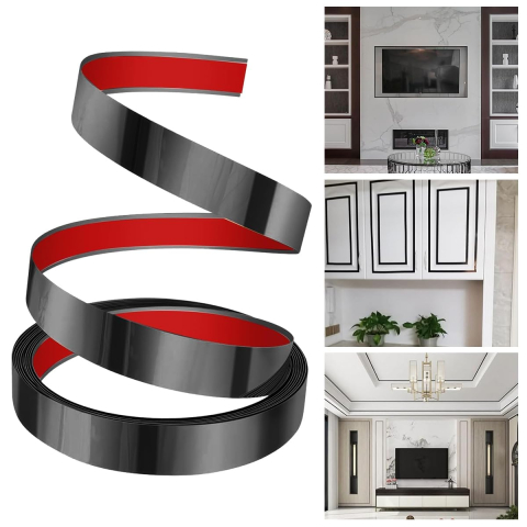 Benzi Decorative - banda decorativa autoadeziva efect oglinda negru enzoria