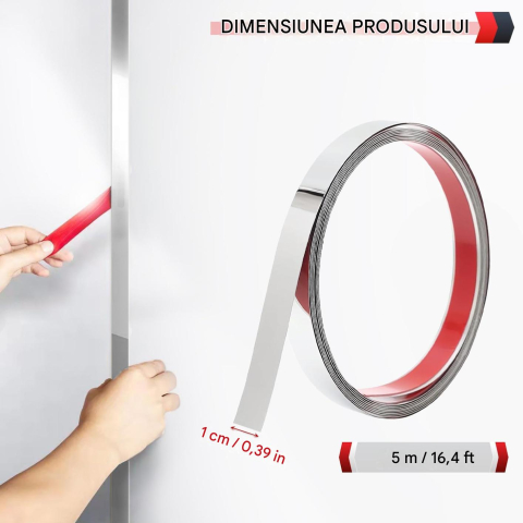 banda decorativa inox autoadeziva argintiu enzoria [10]