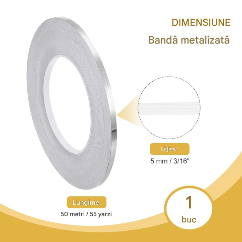banda decorativa autoadeziva argintie 5mm 50m enzoria [10]