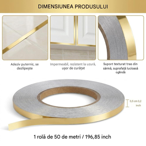 banda decorativa adeziva auriu 5mm 50m Enzoria [1]