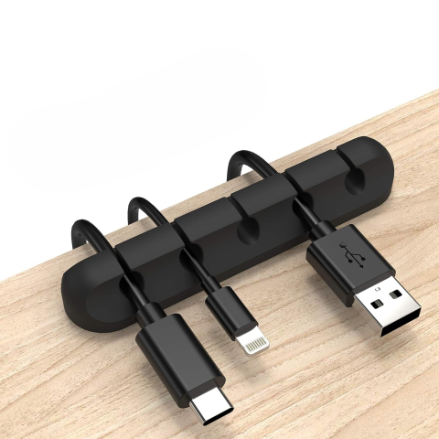 organizator cabluri 5 sloturi silicon autoadeziv negru Enzoria [2]