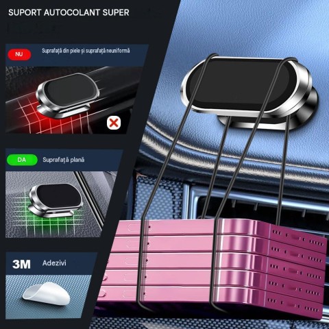 suport telefon magnetic autoadeziv negru lucios Enzoria [4]