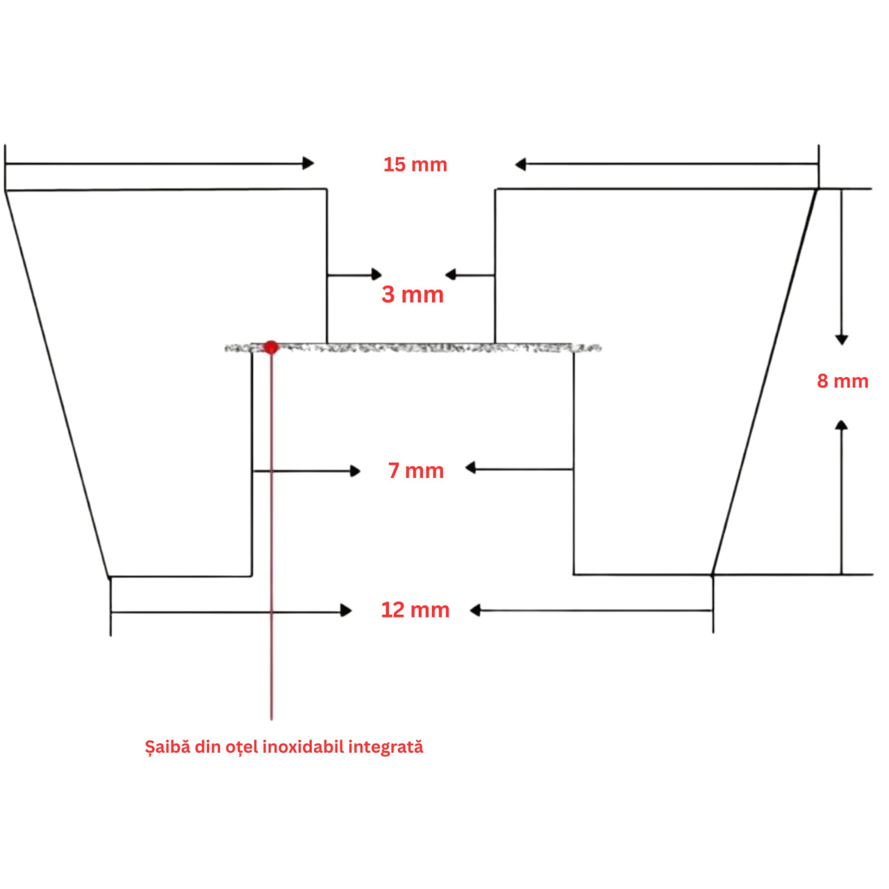 Set 4 Piciorușe Antiderapante din Cauciuc EpiCraft 15x8mm cu Șuruburi Inox 304 pentru Tocătoare Lemn [4]