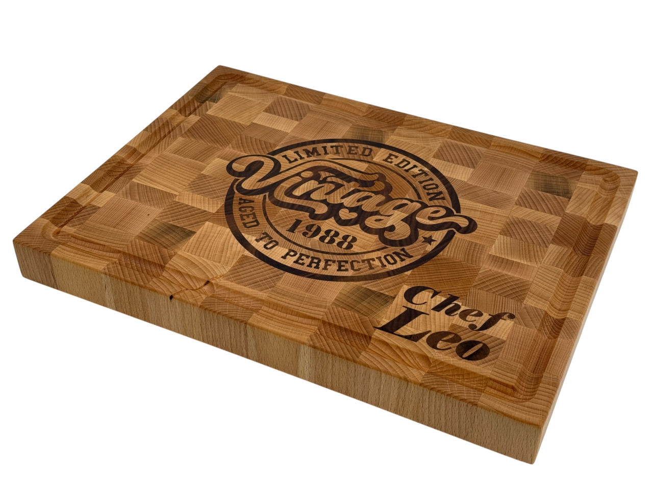 Tocatoar din lemn masiv, tip End Grain, personalizat CNC [4]