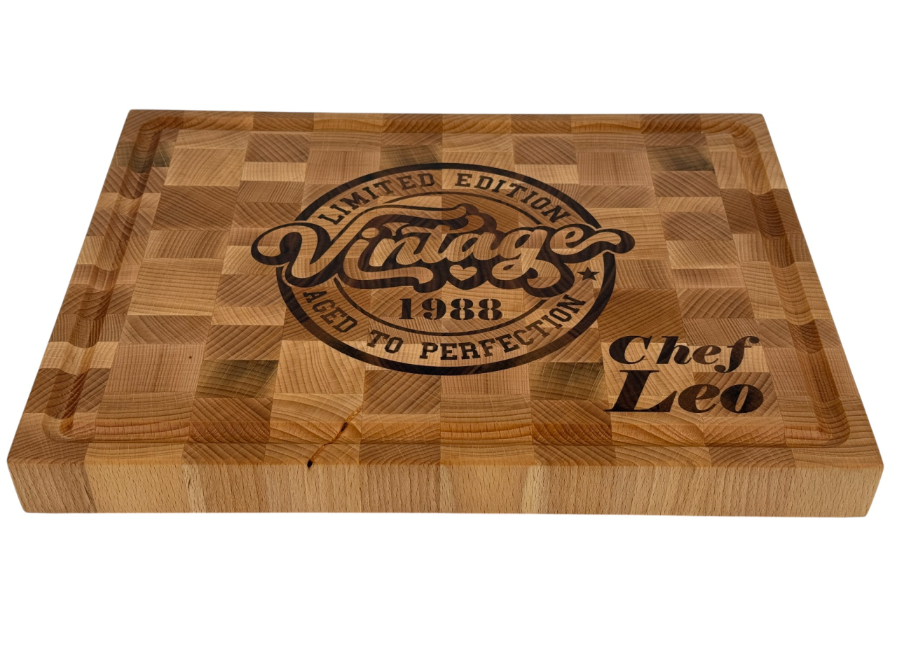 Tocatoar din lemn masiv, tip End Grain, personalizat CNC [2]