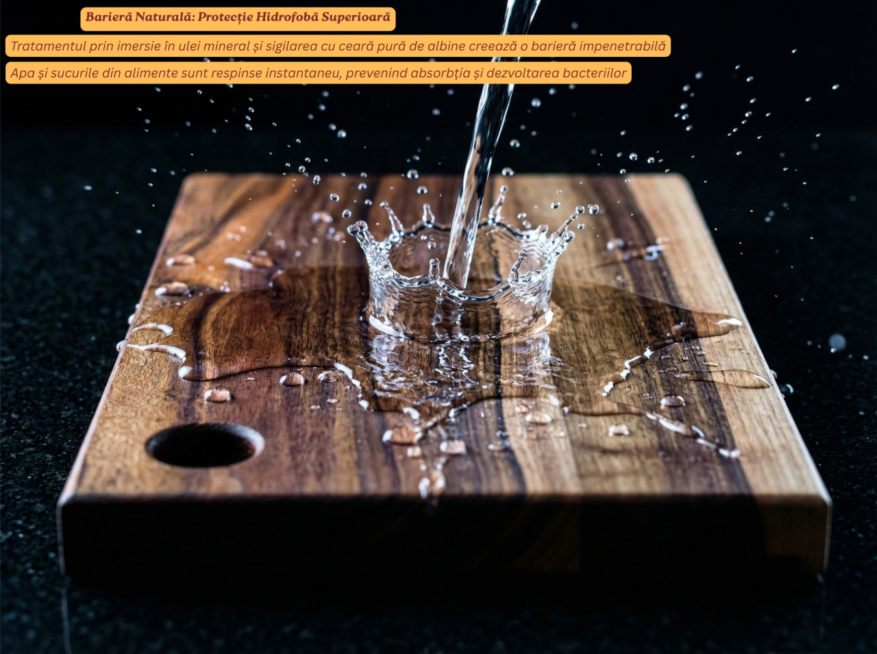 Tocator din lemn masiv de nuc european, Fund de bucatarie pentru taiat/servire, calitate superioara, 30x20 cm [7]