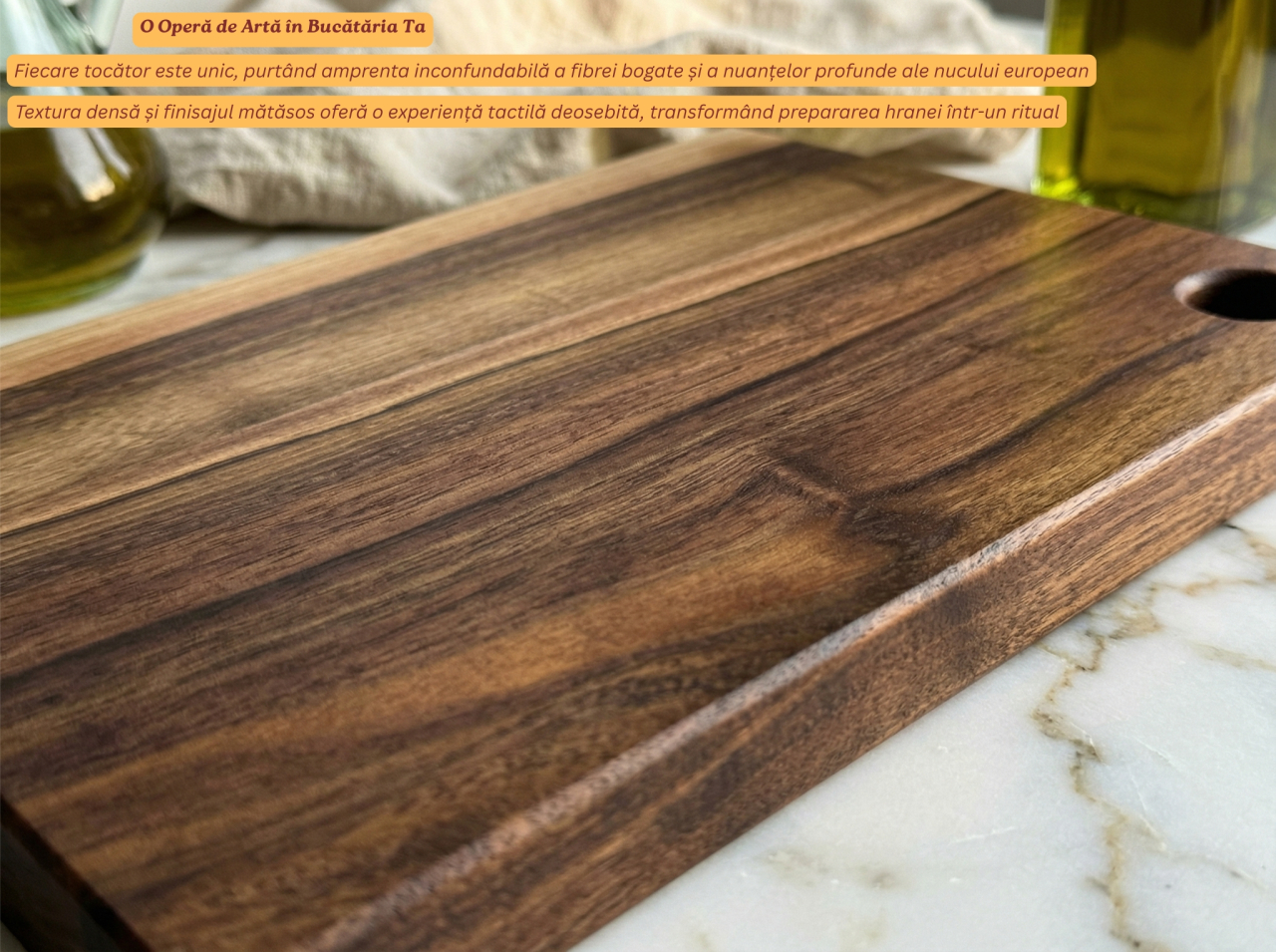 Tocator din lemn masiv de nuc european, Fund de bucatarie pentru taiat/servire, calitate superioara, 30x20 cm [8]