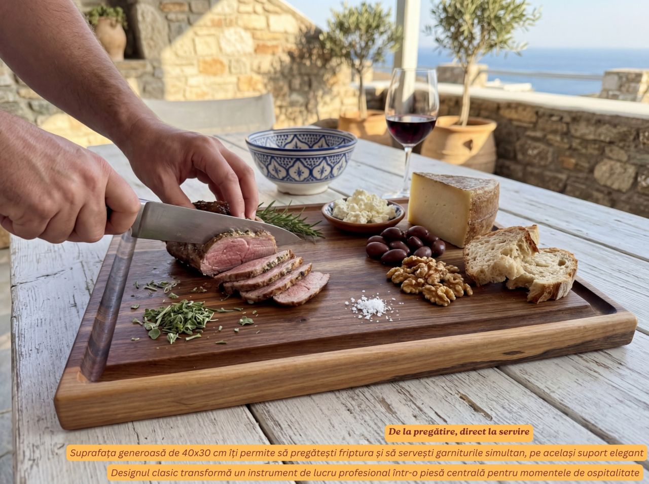 Tocator clasic din lemn masiv de nuc european 40x30x2.5 cm EpiCraft [7]