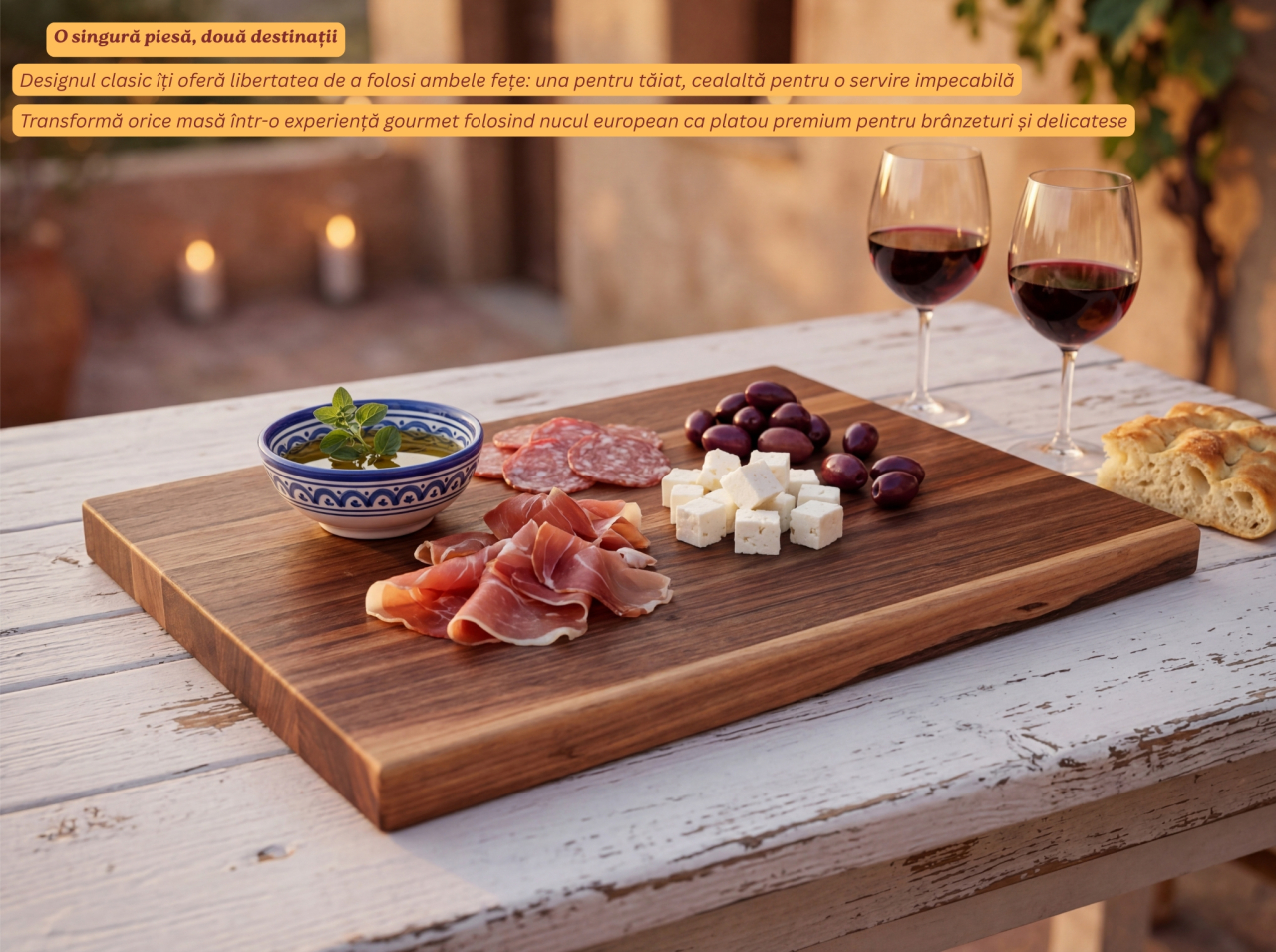 Tocator clasic din lemn masiv de nuc european 40x30x2.5 cm EpiCraft [5]