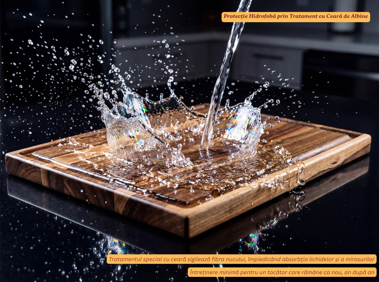 Tocator clasic din lemn masiv de nuc european 40x30x2.5 cm EpiCraft [4]