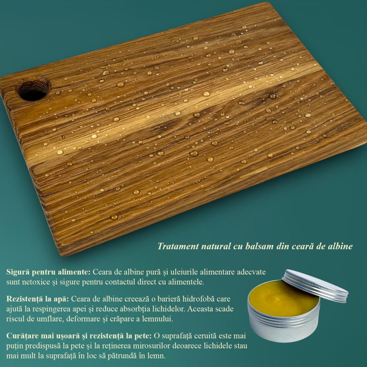 Tocator din lemn masiv de stejar, Fund de bucatarie pentru taiat/servire, calitate superioara, 30x20 cm [6]