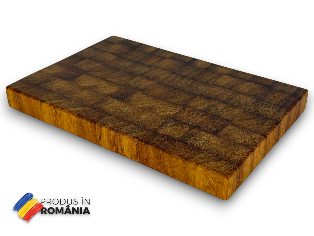 Tocator profesional de bucatarie, Fund din lemn exotic de iroko, Stil end grain, Super premium, 30x20x3 cm [11]
