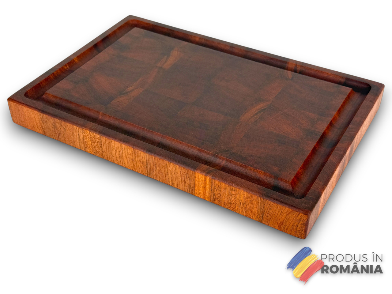 Tocator profesional de bucatarie, Fund din lemn exotic de mahon, Stil end grain, Super premium, 30x20x3 cm [10]