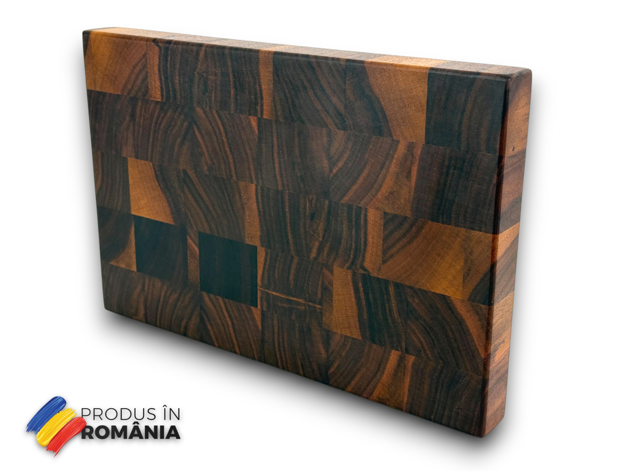 Tocator profesional de bucatarie, Fund din lemn masiv de nuc american, Stil end grain, Super premium, 30x20x3 cm [13]
