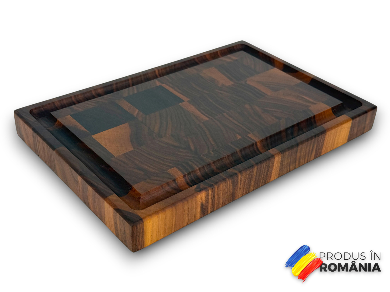 Tocator profesional de bucatarie, Fund din lemn masiv de nuc american, Stil end grain, Super premium, 30x20x3 cm [10]