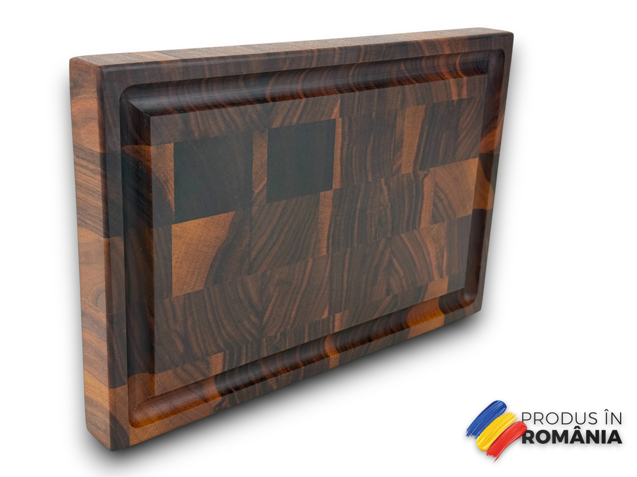 Tocator profesional de bucatarie, Fund din lemn masiv de nuc american, Stil end grain, Super premium, 30x20x3 cm [12]