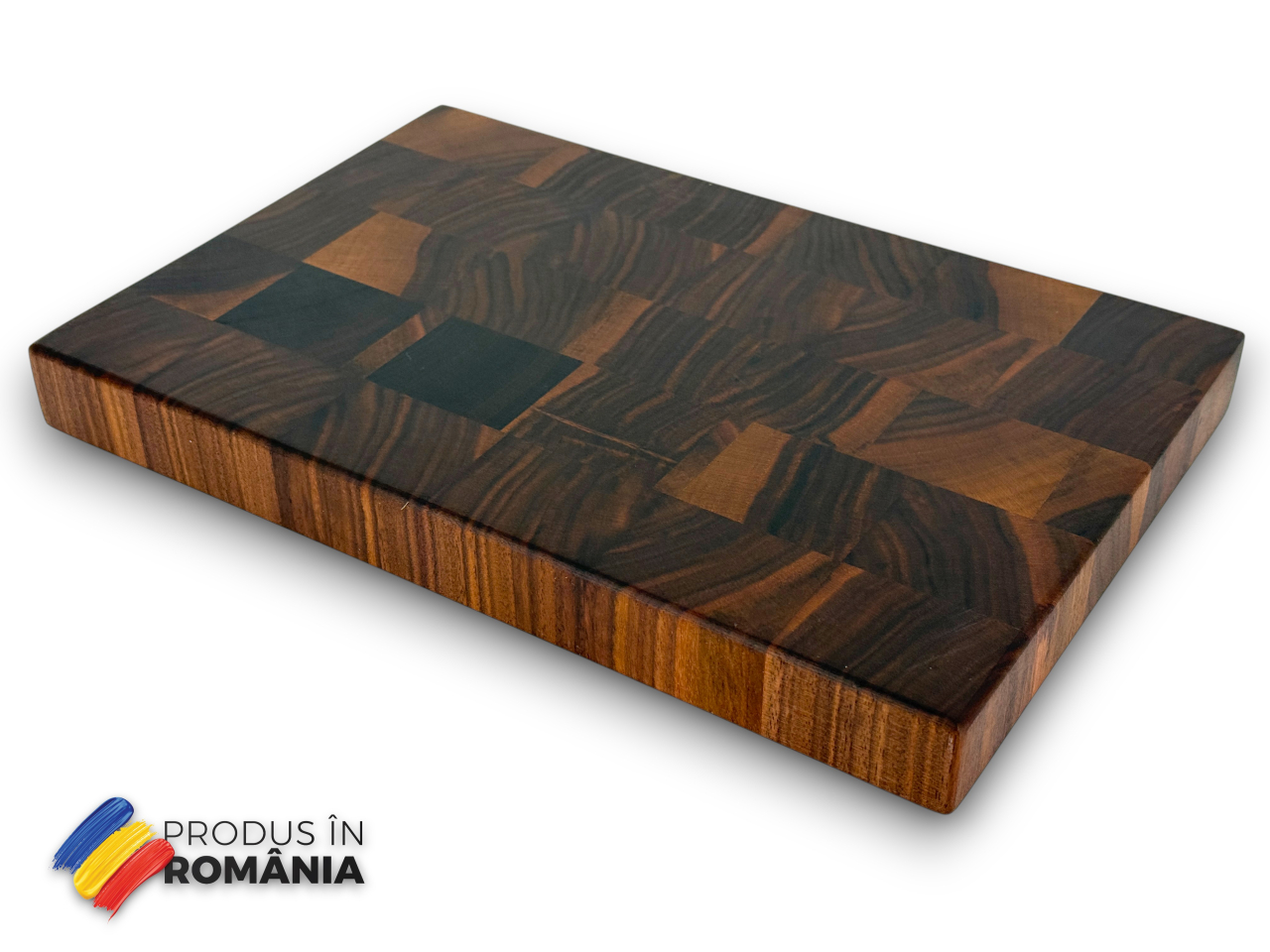 Tocator profesional de bucatarie, Fund din lemn masiv de nuc american, Stil end grain, Super premium, 30x20x3 cm [11]