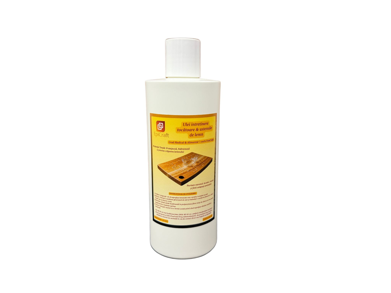 Sticlă Ulei Mineral Premium EpiCraft 500ml pentru Întreținere Tocătoare și Ustensile din Lemn [4]