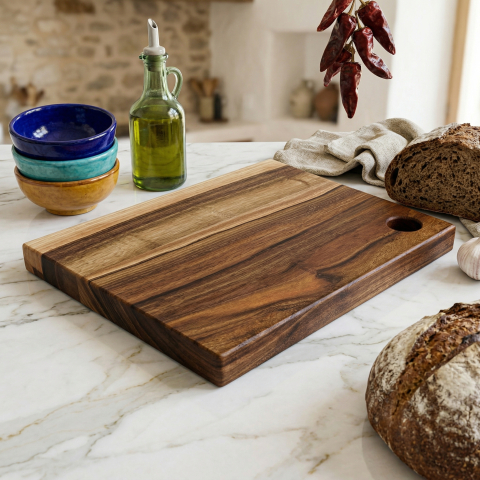 Tocătoare clasice - Tocator din lemn masiv de nuc european, Fund de bucatarie pentru taiat/servire, calitate superioara, 30x20 cm