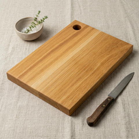 Tocătoare clasice - Tocator din lemn masiv de stejar EpiCraft, 30x20x2.5 cm, cu orificiu pentru agatare - Vedere Frontala