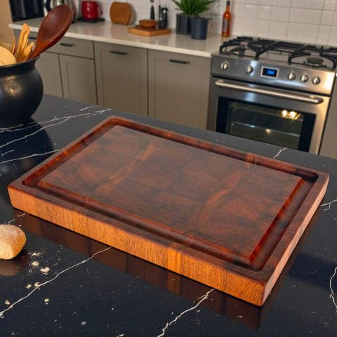 Tocătoare End Grain - Tocator profesional de bucatarie, Fund din lemn exotic de mahon, Stil end grain, Super premium, 30x20x3 cm