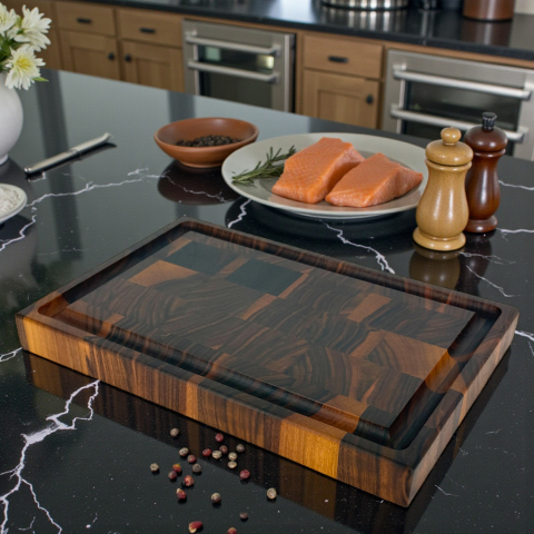 Tocătoare End Grain - Tocator profesional de bucatarie, Fund din lemn masiv de nuc american, Stil end grain, Super premium, 30x20x3 cm