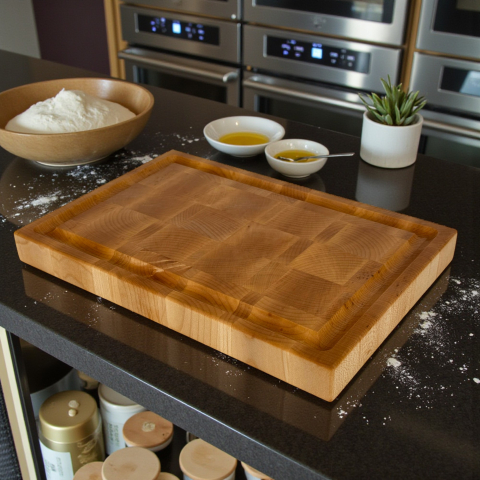 Tocătoare End Grain - Tocator profesional de bucatarie, Fund din lemn masiv de paltin, Stil end grain, Calitate premium, 30x20x3 cm