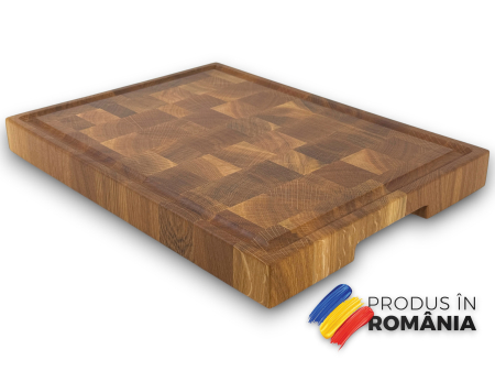 Tocator profesional de bucatarie, Fund din lemn masiv de stejar, Stil end grain, Calitate premium, 40x30x4 cm [8]