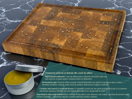 Tocator profesional de bucatarie, Fund din lemn masiv de stejar, Stil end grain, Calitate premium, 40x30x4 cm [7]