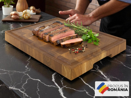 Tocator profesional de bucatarie, Fund din lemn masiv de stejar, Stil end grain, Calitate premium, 40x30x4 cm [2]