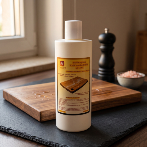Îngrijire & Accesorii - Sticlă Ulei Mineral Premium EpiCraft 500ml pentru Întreținere Tocătoare și Ustensile din Lemn