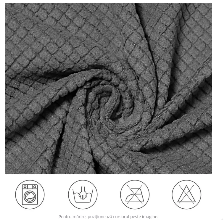 Set 6 Huse Scaun din Bumbac Embosat GRI | HFV06 [4]