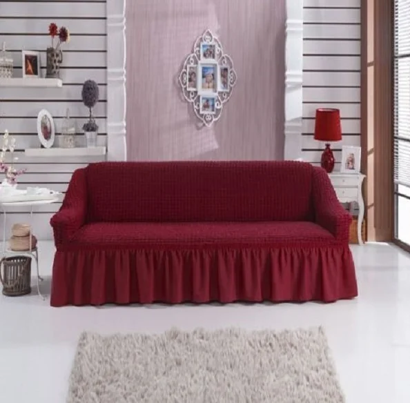 Set Huse Scaune, Canapea, Fotolii - Husa canapea 3 locuri VISINIU - 3L02, bumbac embosat Cu Volan, 180 cm la 225 cm