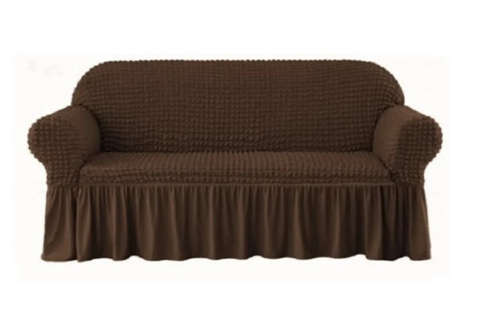 Set Huse Scaune, Canapea, Fotolii - Husa canapea 3 locuri MARO - 3L05, bumbac embosat Cu Volan, 180 cm la 225 cm