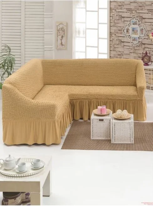 Husa CREM coltar COL05,  bumbac embosat cu volan, pana la 300cm pe 300 cm latime [1]