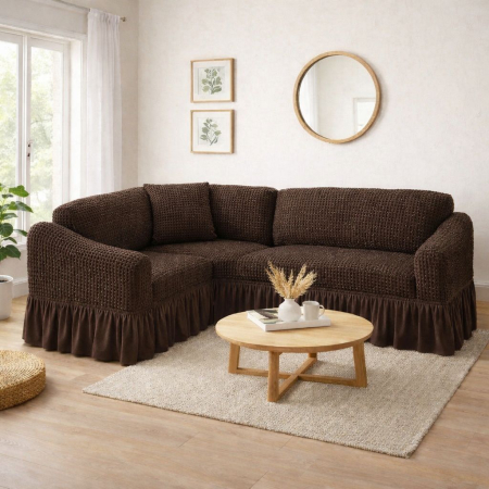 Husa MARO coltar COL03,  bumbac embosat cu volan, pana la 300cm pe 300 cm latime