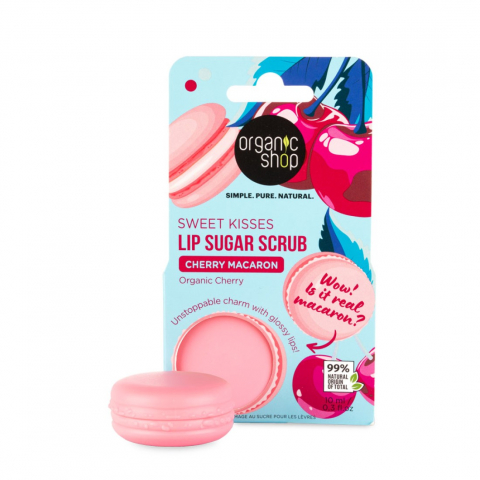 Make-up - Scrub de buze Organic Shop Cherry Macaron Sugar 10 ml