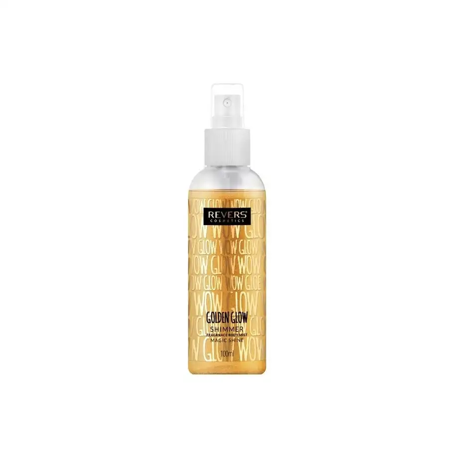 Spray de corp Shimmer - Spray de corp parfumat, cu particule sclipitoare aurii, Golden Glow, Revers, 100 ml