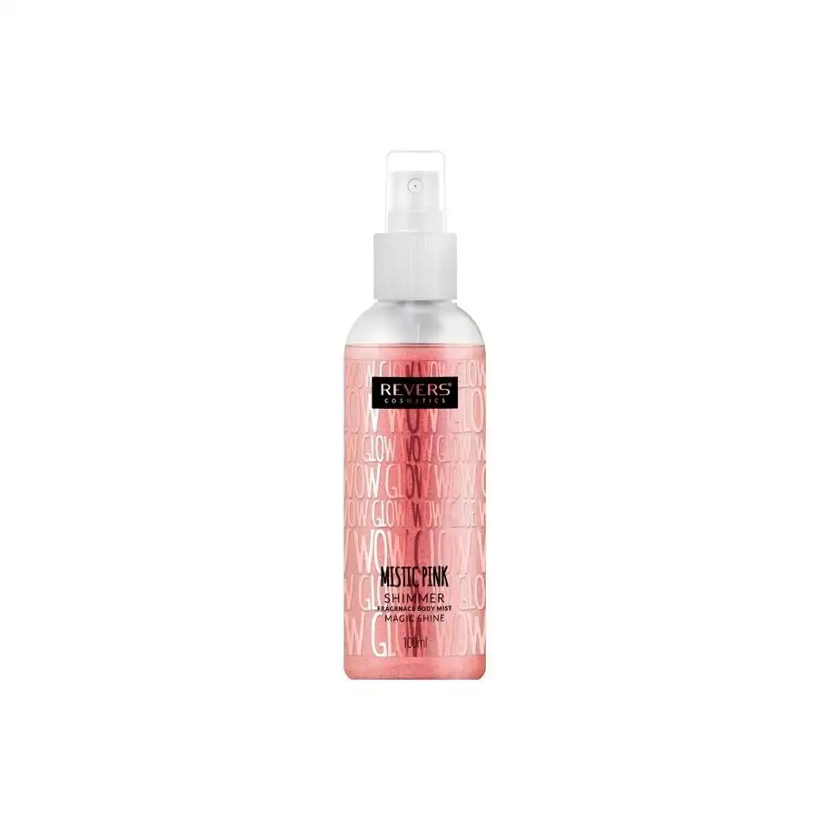 Spray de corp Shimmer - Spray de corp parfumat, cu particule sclipitoare roz, Mistic Pink, Revers, 100ml