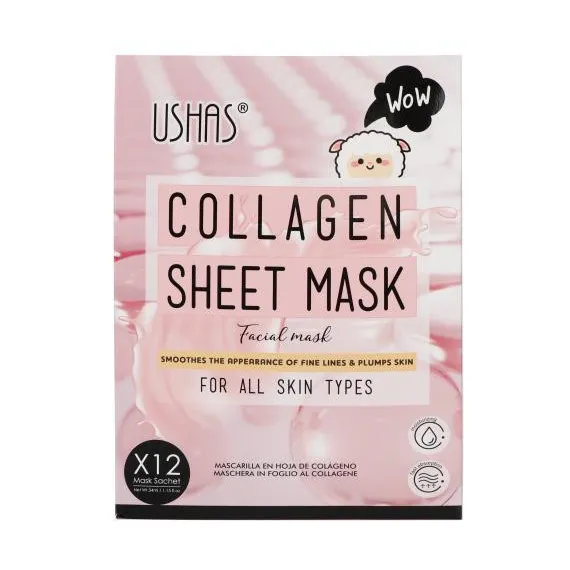 Ingrijirea fetei - USHAS Collagen Sheet Mask – Mască de Față cu Colagen pentru Toate Tipurile de Ten, Netezește și Revitalizează Pielea