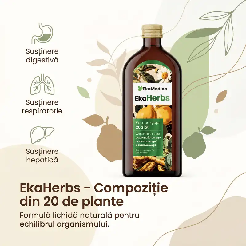 EkaHerbs – Complex Lichid cu 20 de Plante, Suc de Gutui și Vitamina C 500 ml [2]