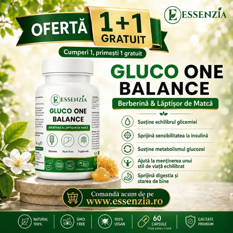 Suplimente - 1+1 Gratis Gluco One - Berberina & Laptisor de Matca 60 caps