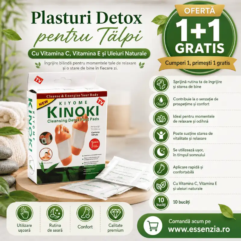 Promotii - 1+1 Gratis Plasturi Detox pentru Tălpi – cu Vitamina C, Vitamina E și Uleiuri Naturale, 10 bucăți - Copie