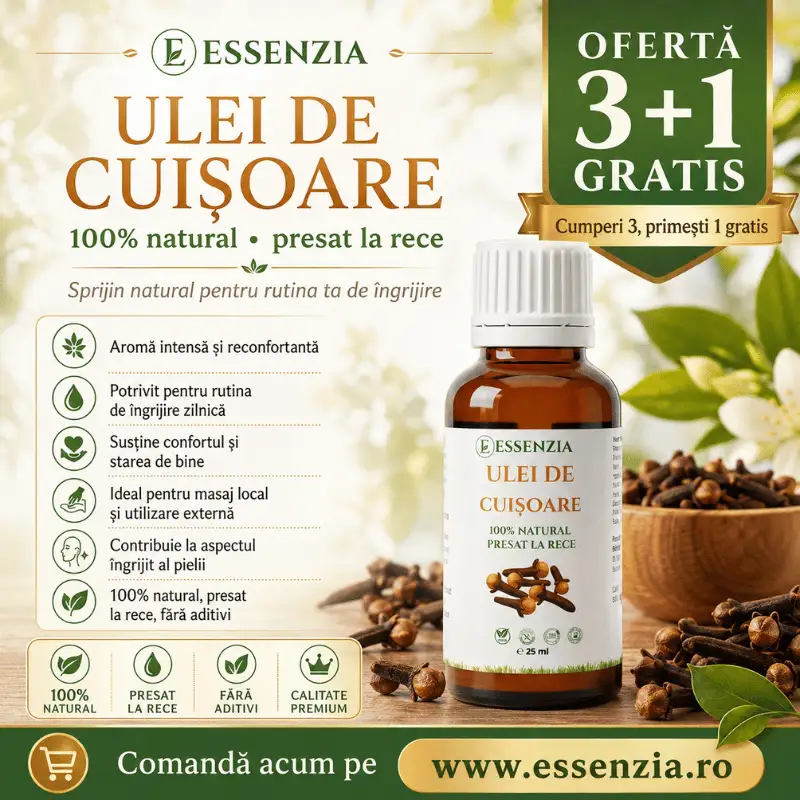 Promotii - 3+1 GRATIS Ulei de Cuișoare Presat la Rece – Suport Natural pentru Digestie și Sănătatea Orală 25 ml