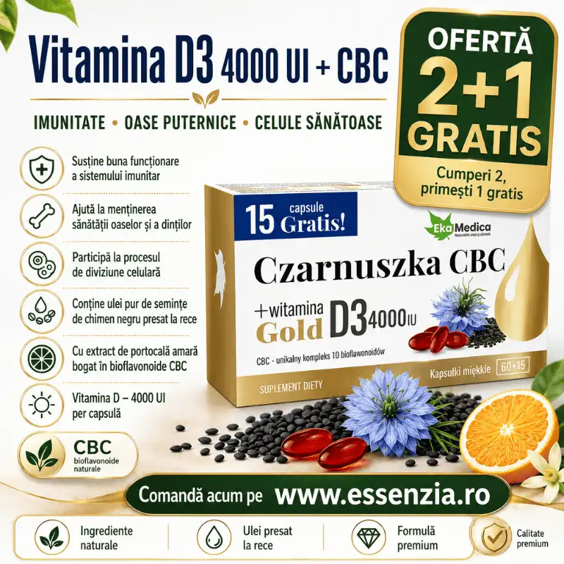 2+1 Gratis Vitamina D3 4000 UI + Chimen negru CBC  - 75 capsule - Copie [0]