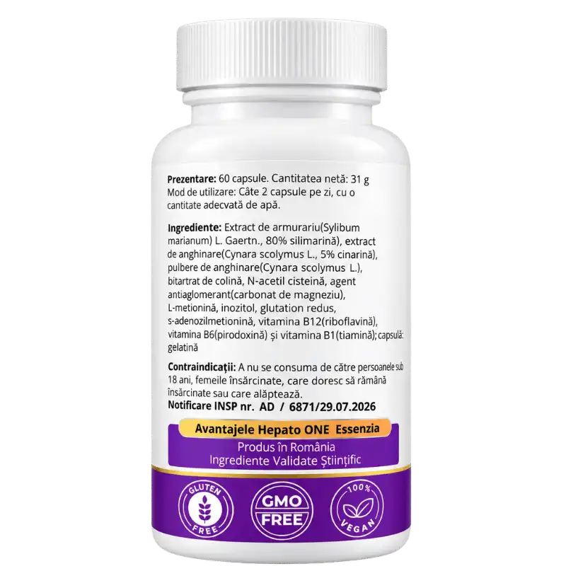 Hepato One Ficat – complex cu armurariu, anghinare, aminoacizi și vitamine B 60 caps [2]