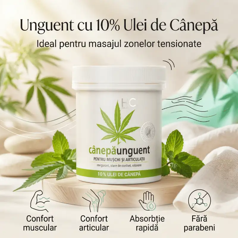 Piele - Unguent 10% Ulei de Canepa 250ml – Pentru Dureri Musculare si Articulare