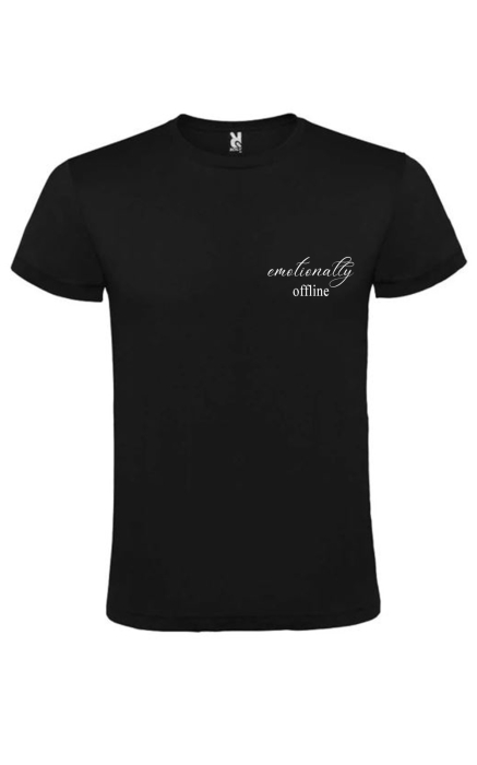 Tricou alb/negru „Emotionally offline” – bumbac premium, design minimalist aesthetic [2]
